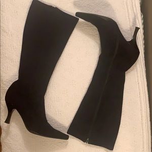 Franco Sarto Black Suede Knee High Boots EUC